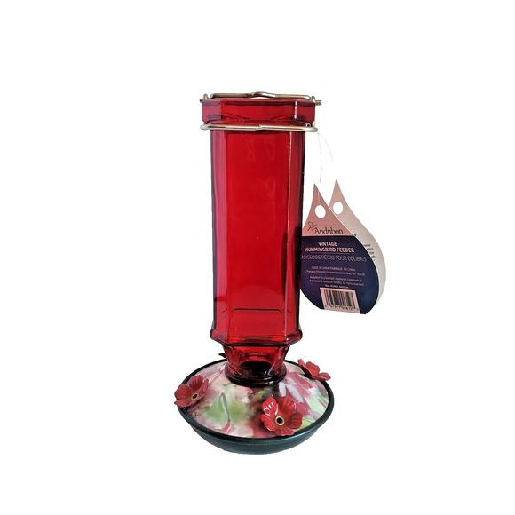 Audubon 24104 Bird Feeder, Hummingbird, Vintage Square, Ruby, 16-oz - Picture 2 of 8